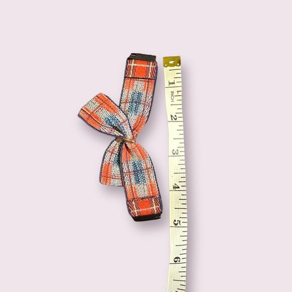 Elastic Galaxy Watch Band Bow Tie Red Plaid adjustable silver band - Picture 3 of 3